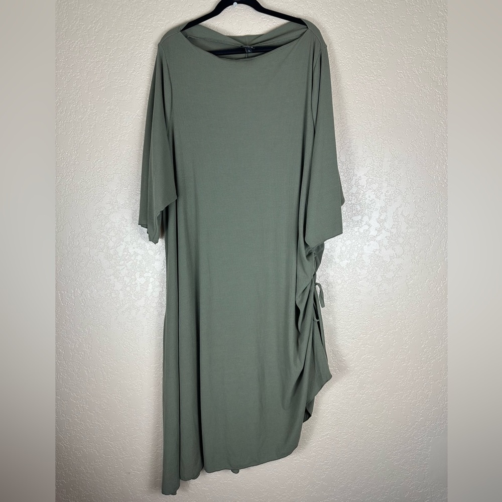 Torrid olive green side ruched dress